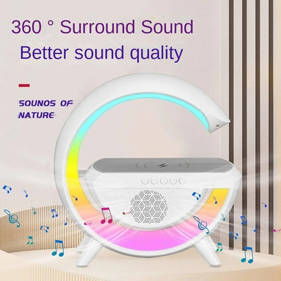 Cargador Inalambrico Parlante Bluetooth Lampara Usb Radio Color Blanco 7