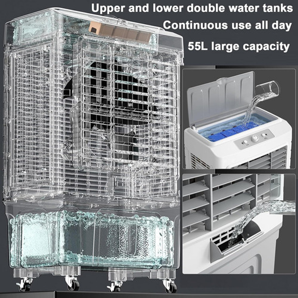 Enfriador Aire Evaporativo Industrial 5000m3 40 L Gris 2