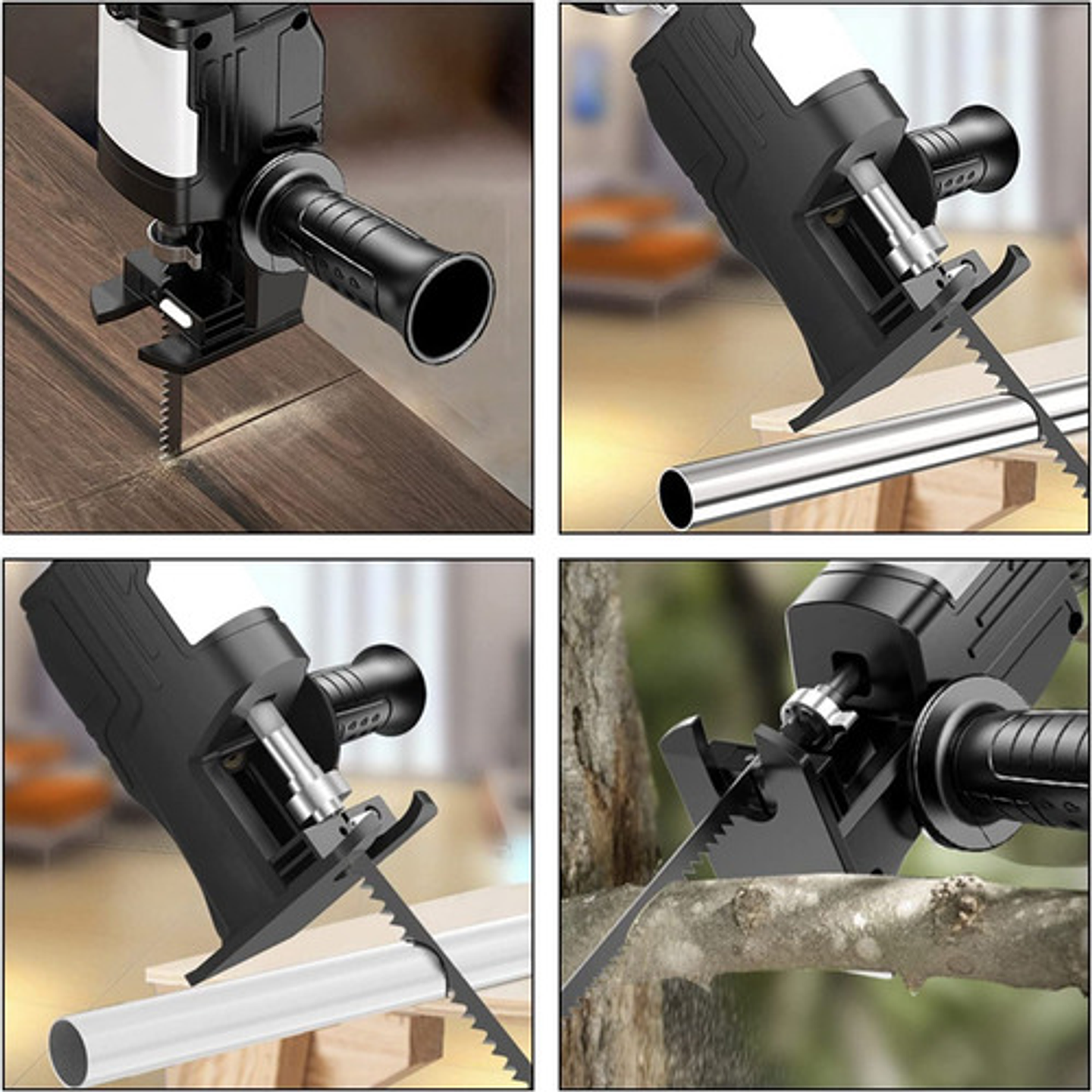 Sierra Caladora Adaptador De Taladro Eléctrico + 3 Sierras 7