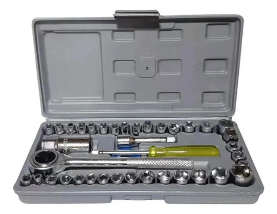 Juego Dados 40 Piezas 1/4-3/8 Chicharra Auto + Caja 1