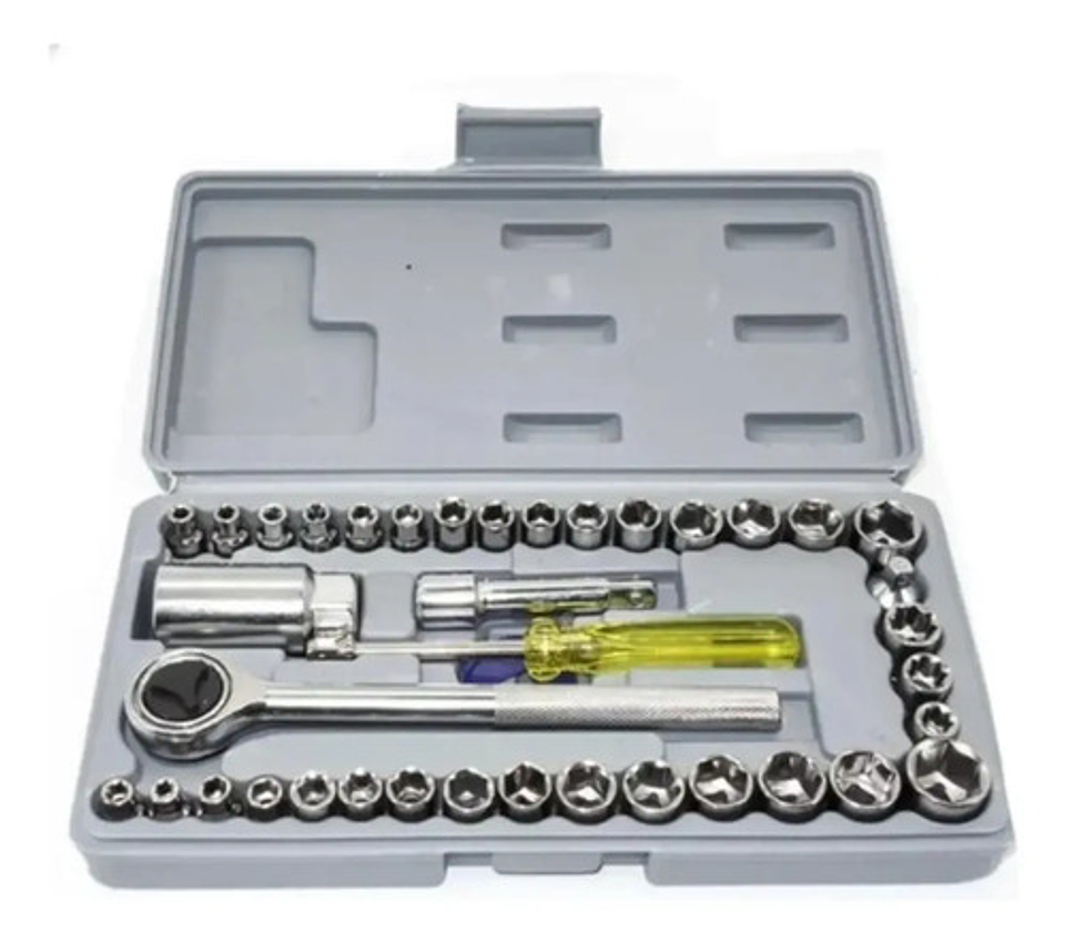 Juego Dados 40 Piezas 1/4-3/8 Chicharra Auto + Caja 2