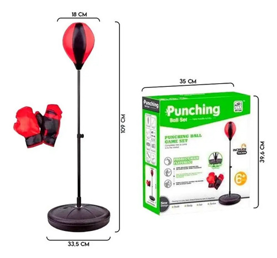 Set De Boxeo Puching Ball Niños Altura Ajustable 3