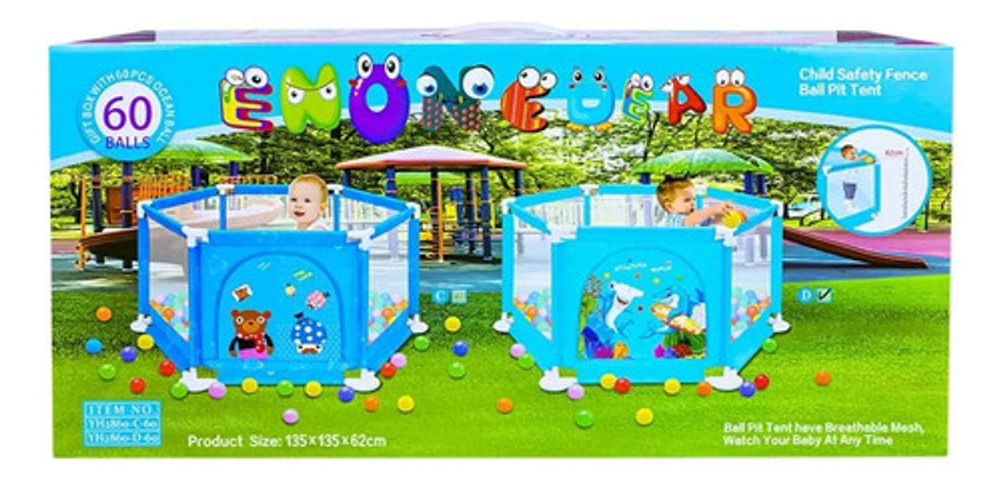 Parque Infantil Con 60 Pelotas Multicolor Corral Para Niños 4