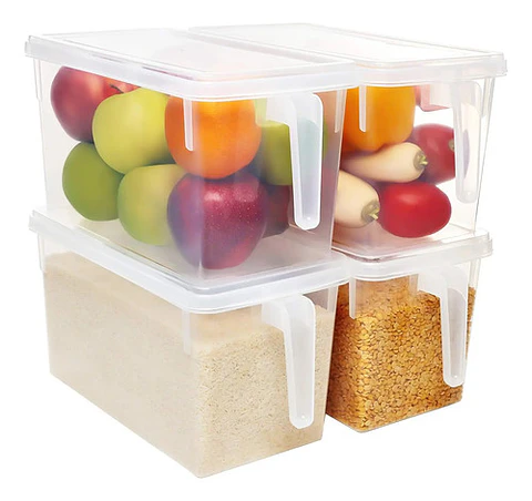 Contenedores Apilables Refrigerador Thek Asa Transparente Pack 4