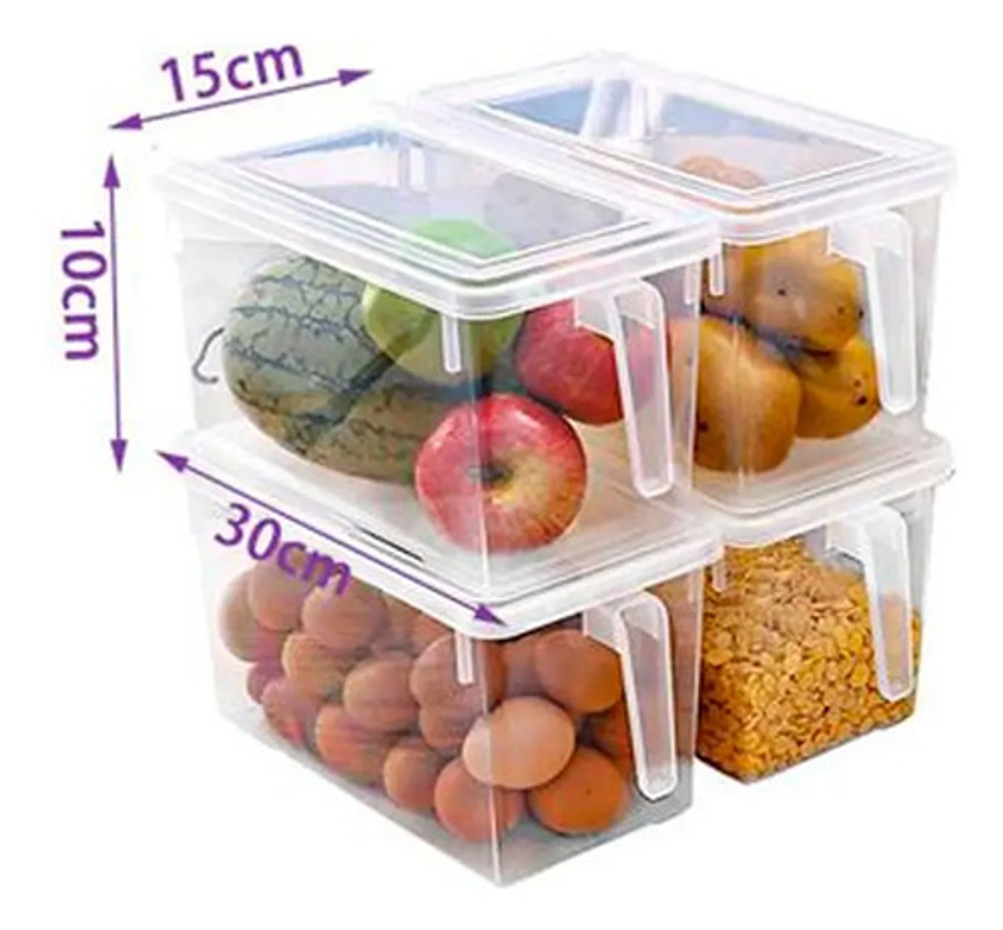 Contenedores Apilables Refrigerador Thek Asa Transparente Pack 4 2