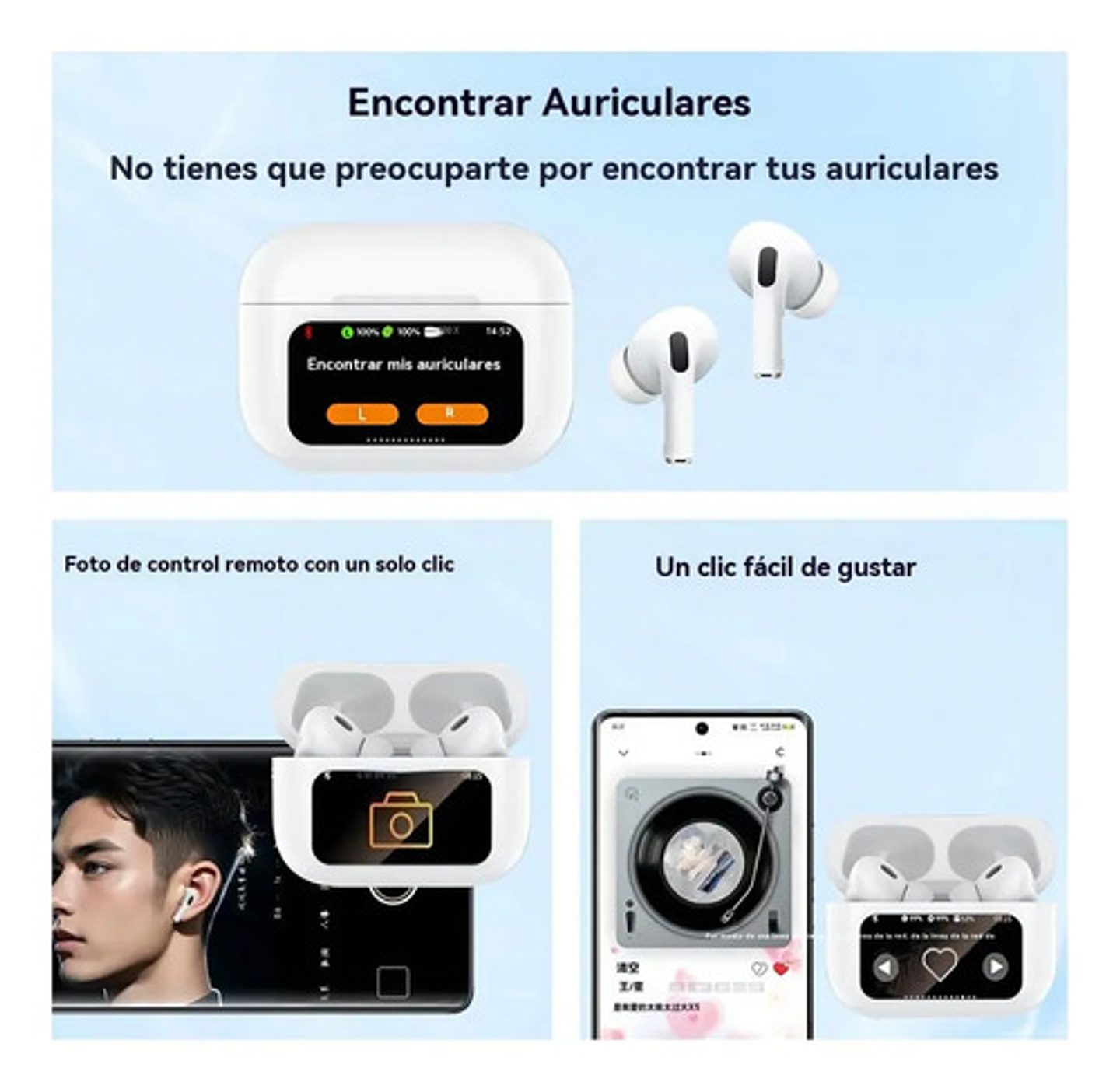 Auriculares Bluetooth Con Cancelación De Ruido Y Pantalla 7
