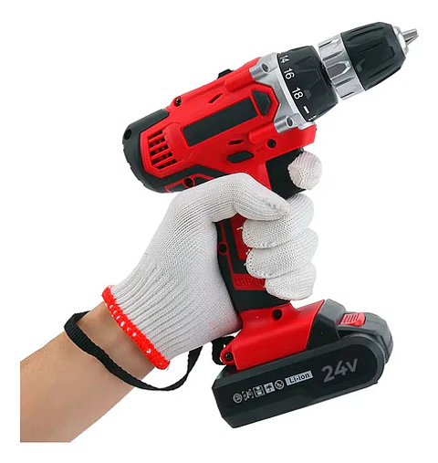 Taladro Inalámbrico 24v Taonuokeyi 2 Baterías 3/8  Led Bricolaje Rojo