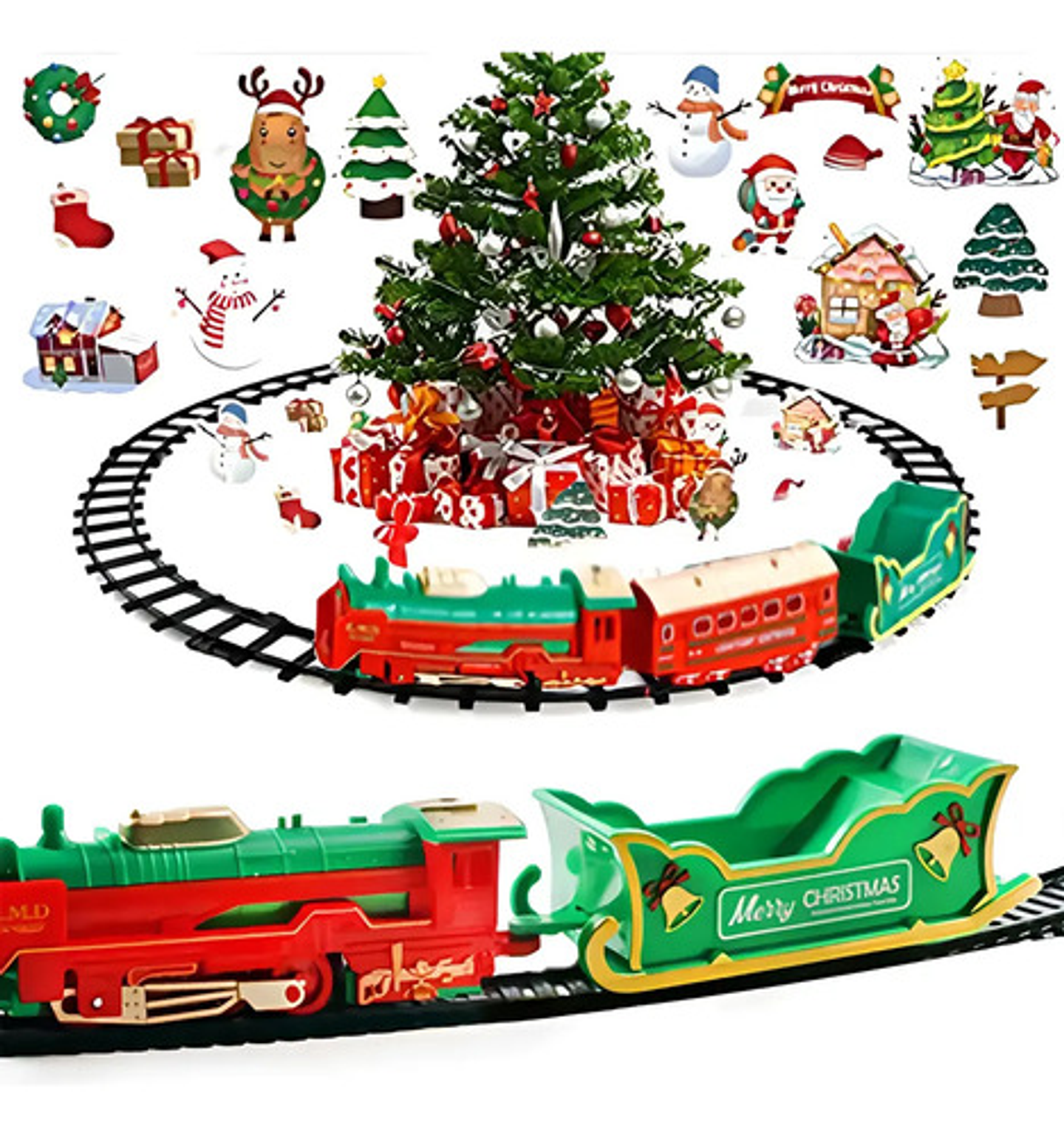 Tren Navideño Eléctrico Con Rieles 56 Cm Merry Christmas 1