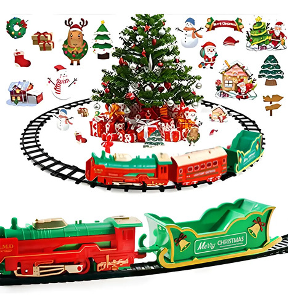 Tren Navideño Eléctrico Con Rieles 56 Cm Merry Christmas 1