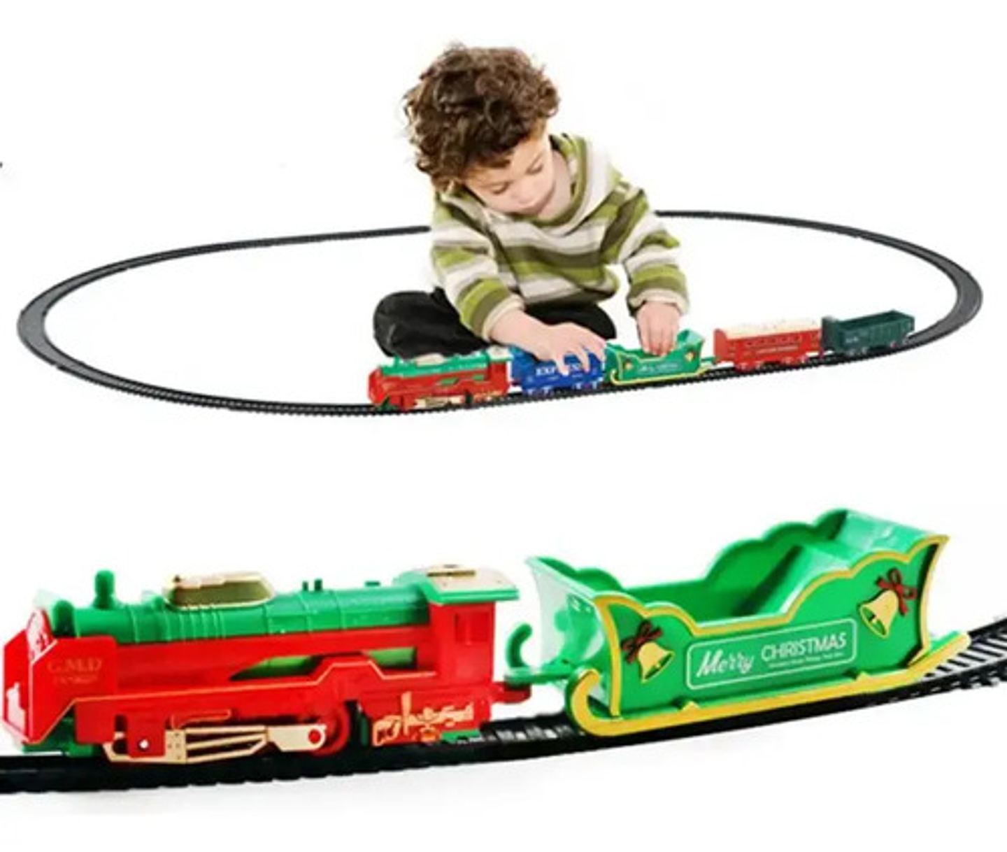 Tren Navideño Eléctrico Con Rieles 56 Cm Merry Christmas 2