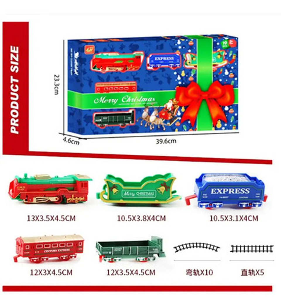 Tren Navideño Eléctrico Con Rieles 56 Cm Merry Christmas 3