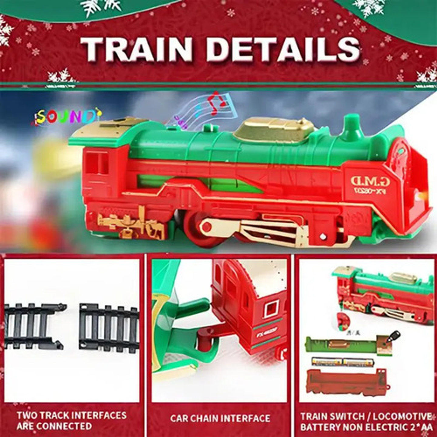 Tren Navideño Eléctrico Con Rieles 56 Cm Merry Christmas 6