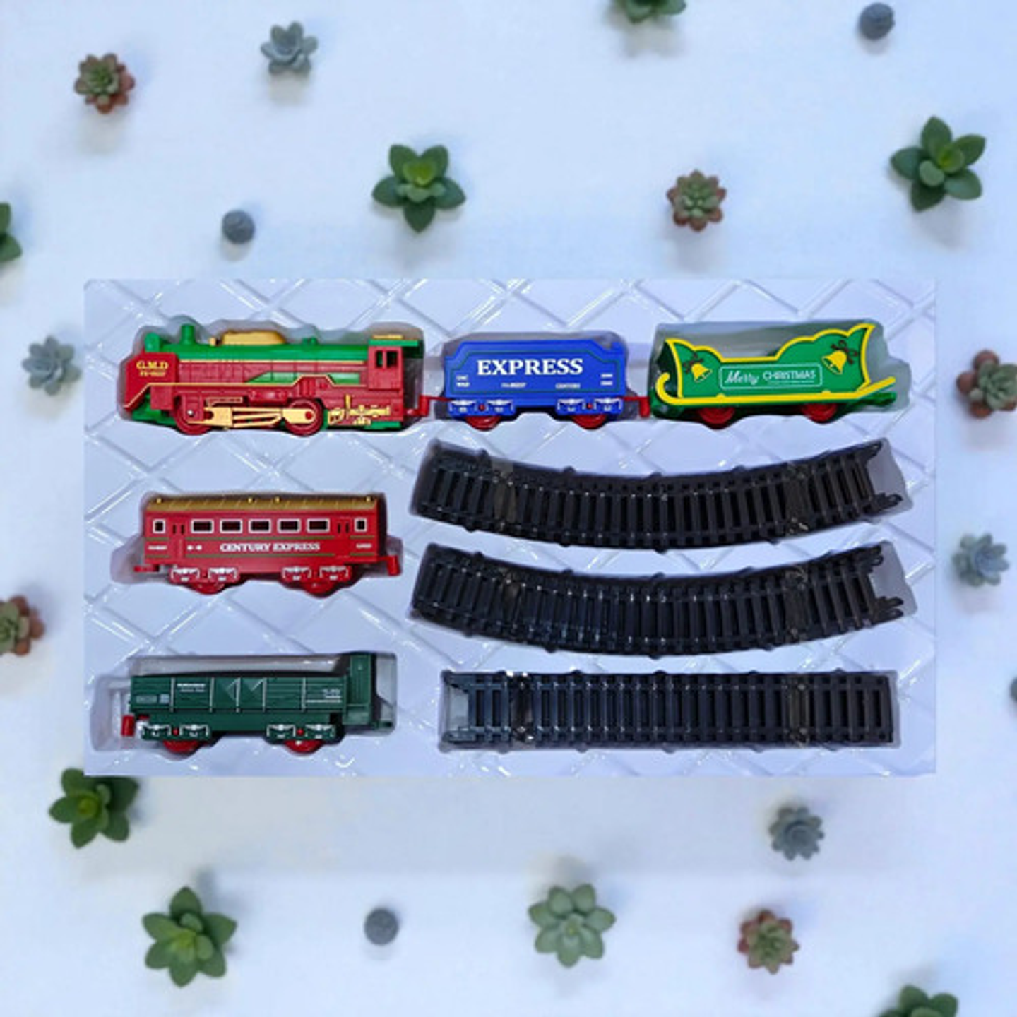 Tren Navideño Eléctrico Con Rieles 56 Cm Merry Christmas 8