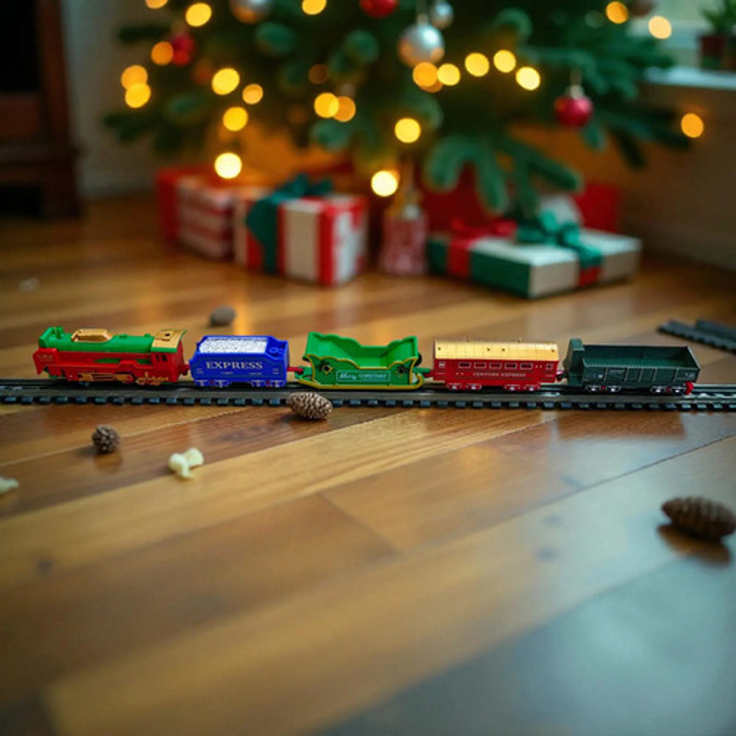 Tren Navideño Eléctrico Con Rieles 56 Cm Merry Christmas 9