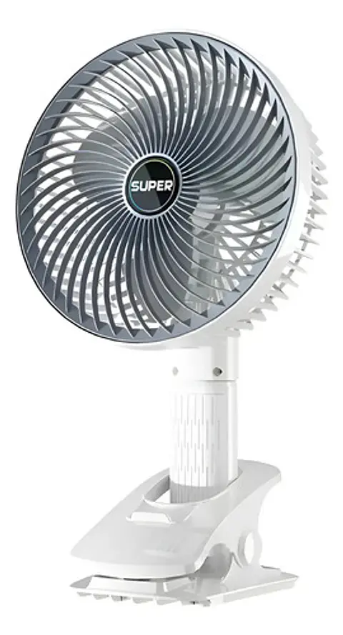 Ventilador Escritorio Recargable Silencioso Multifuncional Blanco Gris Plástico 3