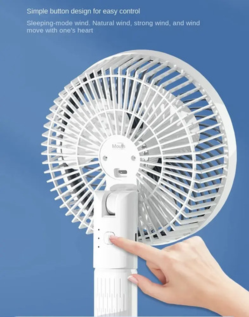 Ventilador Escritorio Recargable Silencioso Multifuncional Blanco Gris Plástico 3 8