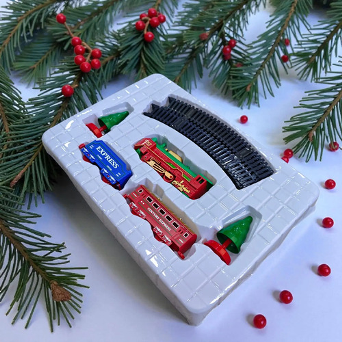 Tren Navideño Eléctrico 17 Piezas Con Rieles Merry Christmas 5