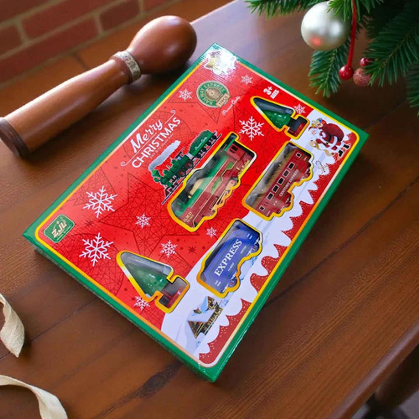 Tren Navideño Eléctrico 17 Piezas Con Rieles Merry Christmas 6