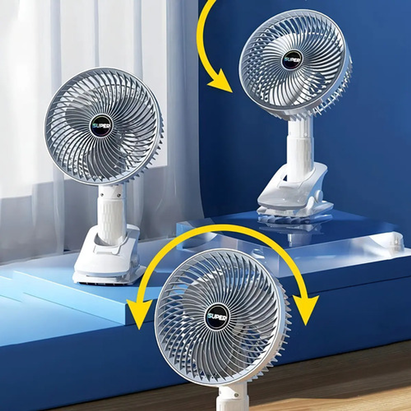 Ventiladpor Recargable De Escritorio De Mano Y Con Clip 4