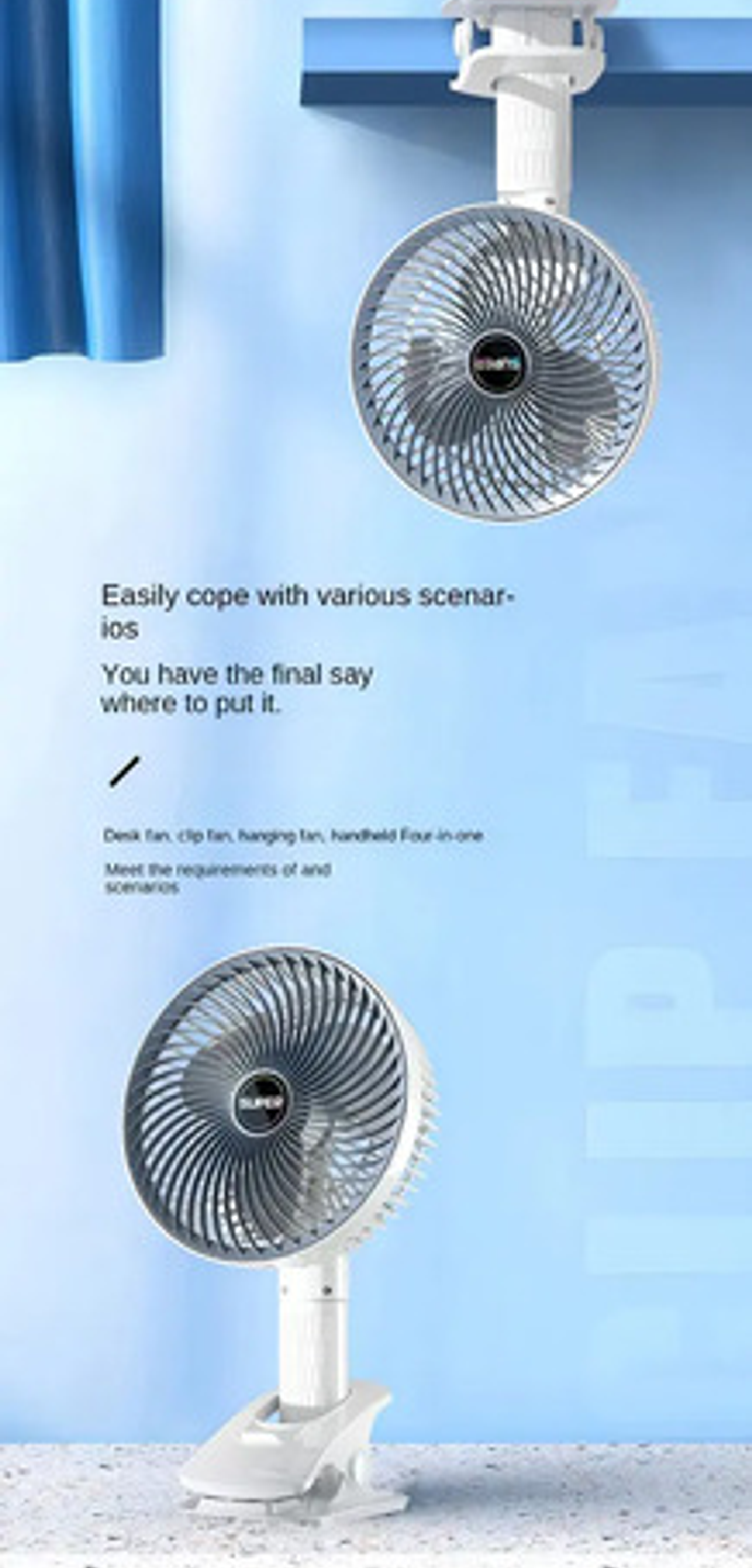 Ventiladpor Recargable De Escritorio De Mano Y Con Clip 10