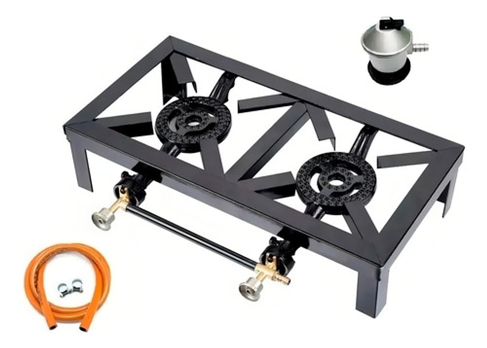 Cocina Cocinilla 2 Platos Manguera Y Abrazaderas Regulador 2