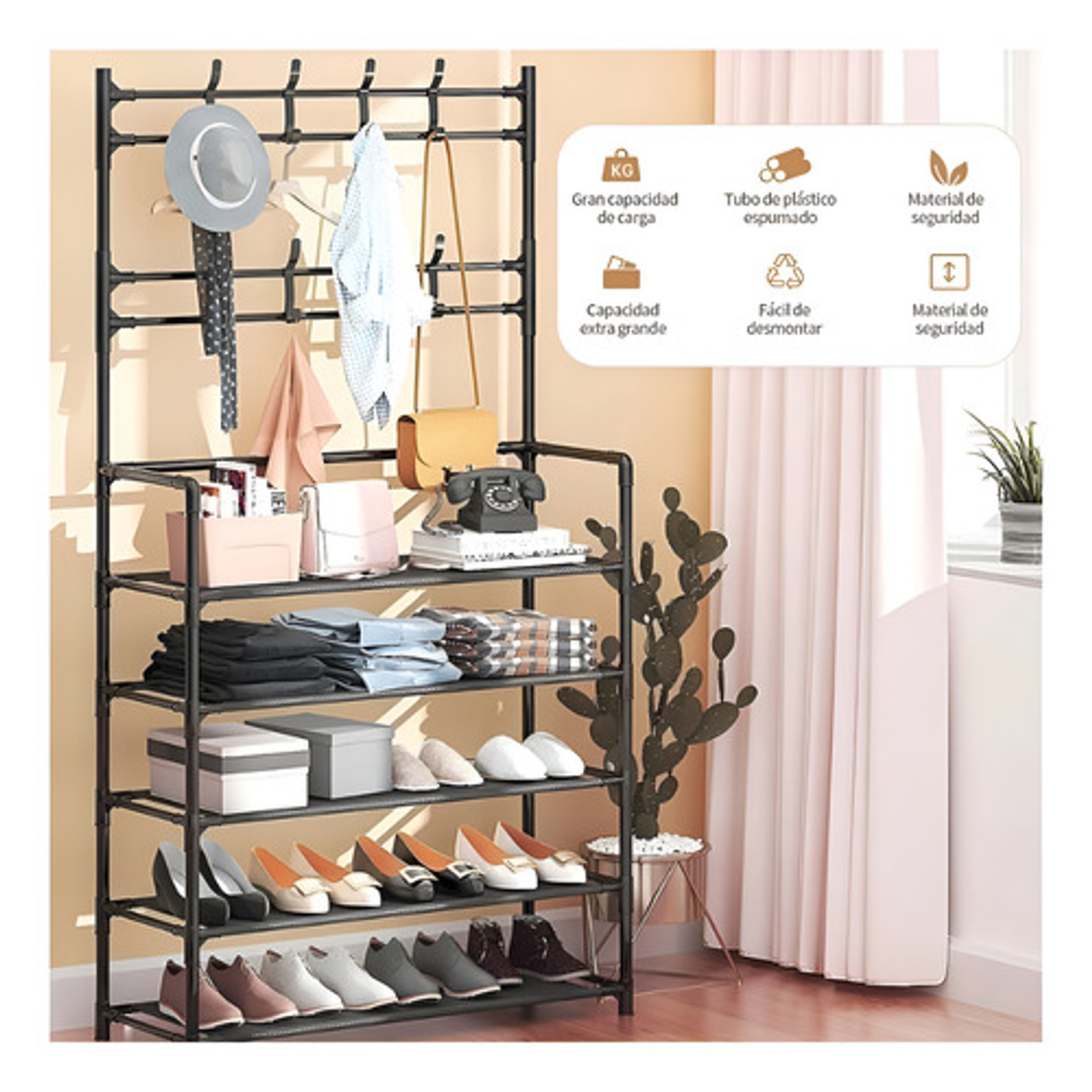 Zapatero Organizador Colgador Zapatos Armario Perchero Color Negro 5