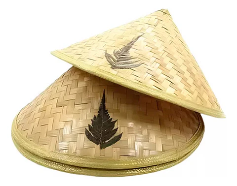 Sombrero Tradicional Chino Bambú Eco & Deco Dragon Guerrero Beige Unica Geométrico