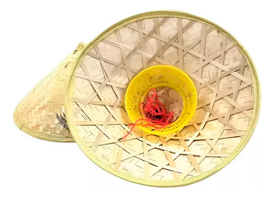 Sombrero Tradicional Chino Bambú Eco & Deco Dragon Guerrero Beige Unica Geométrico 2