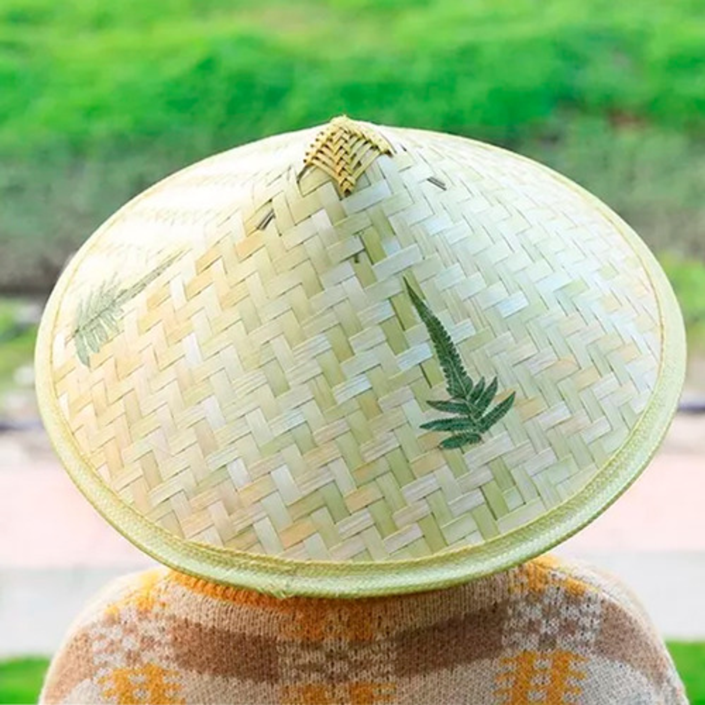 Sombrero Tradicional Chino Bambú Eco & Deco Dragon Guerrero Beige Unica Geométrico 5