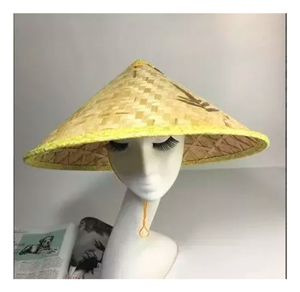 Sombrero Tradicional Chino Bambú Eco & Deco Dragon Guerrero Beige Unica Geométrico 6