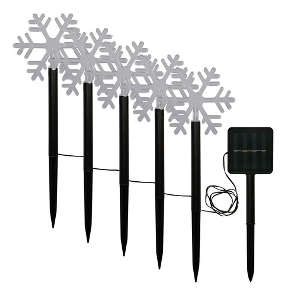 Luces Solares De Estaca Forma Nieve Led Cálido Pack 5 Unidades Black Negro 1