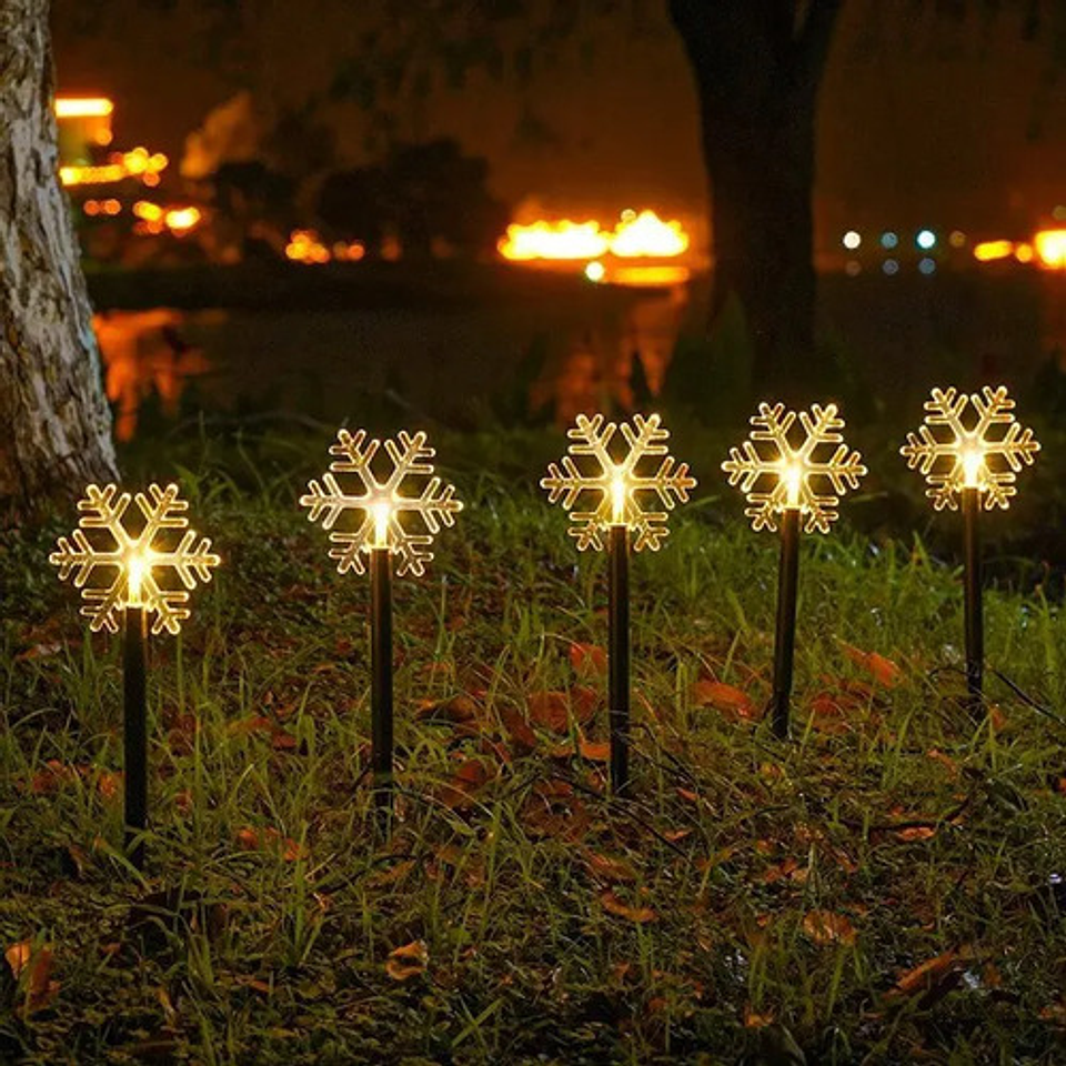 Luces Solares De Estaca Forma Nieve Led Cálido Pack 5 Unidades Black Negro 3