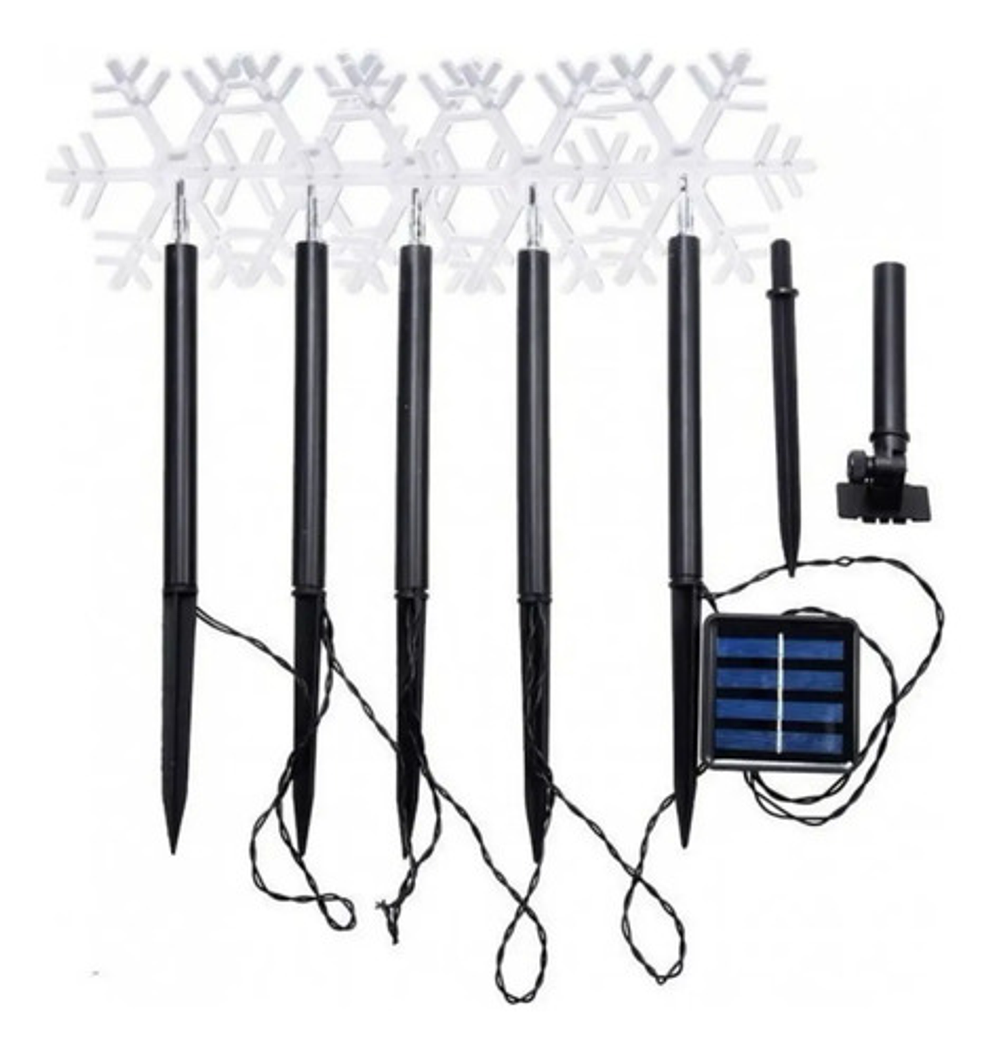 Luces Solares De Estaca Forma Nieve Led Cálido Pack 5 Unidades Black Negro 5
