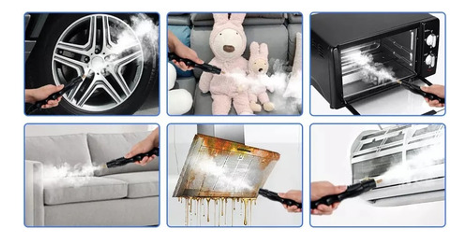 Limpiador A Vapor 2500w Alta Temperatura 6 Niveles De Presión Ajustable Limpieza Manchas Alfombra Ácaros Coche Vidrios Desinfección Cocina Baño Blanco 7