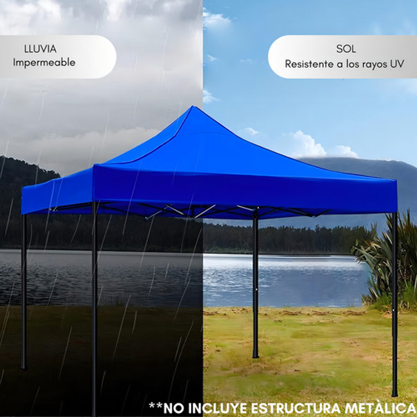 Lona Carpa Para Toldo Techo Impermeable Plegable 3x3 Repuesto/5201 Azul 5