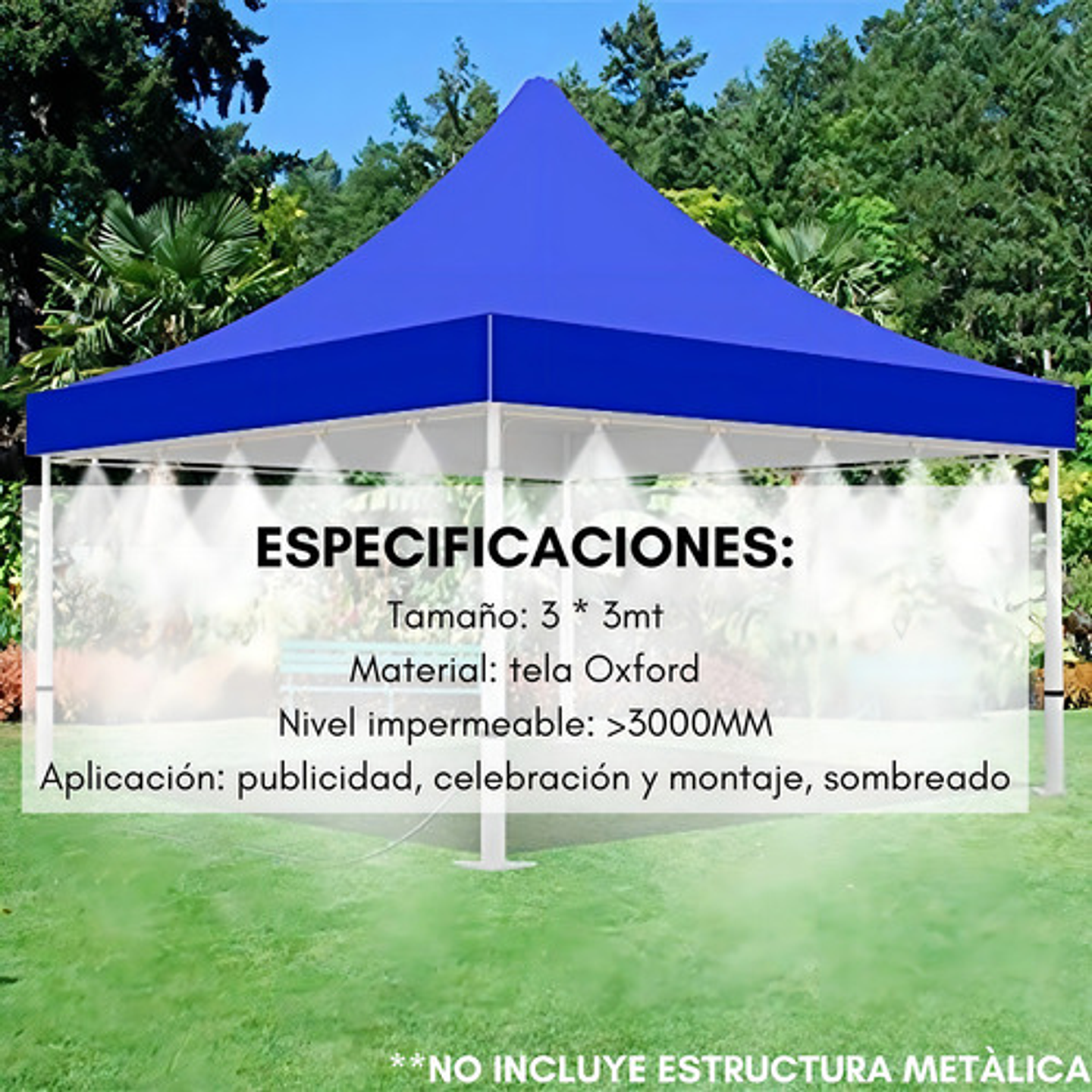 Lona Carpa Para Toldo Techo Impermeable Plegable 3x3 Repuesto/5201 Azul 7