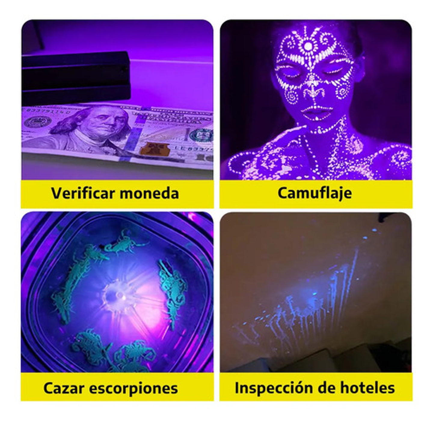 Linterna Uv Recargable Lámpara Ultravioleta  Billetes Falsos 4