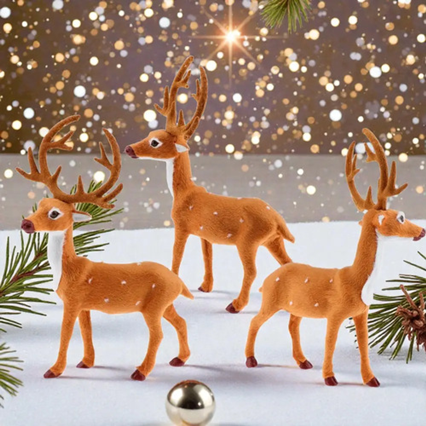 Pack 3 Renos Navideños Decorativos 30cm Realistas Thek 1