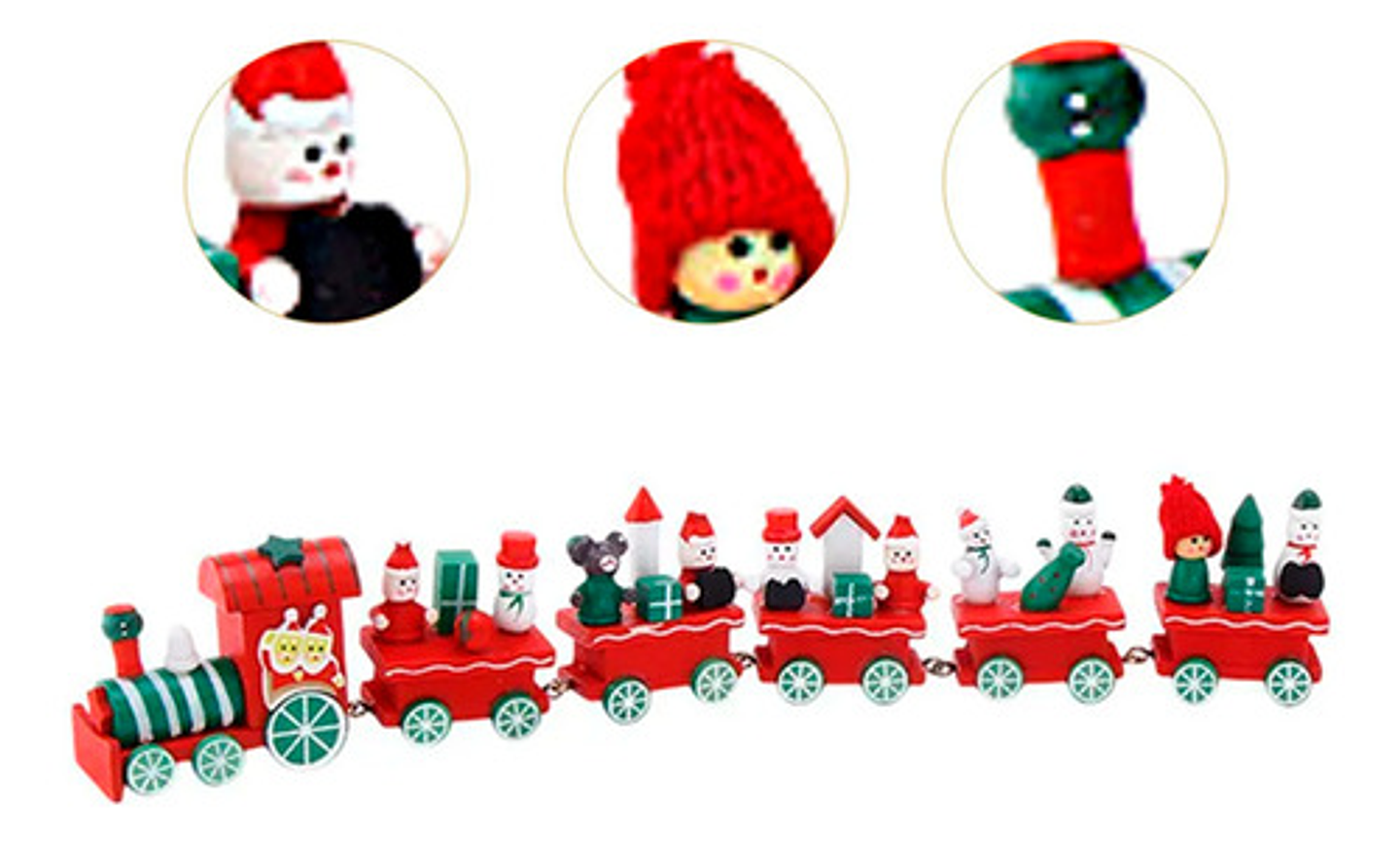 Tren Decorativo Navideño Miniatura 31cm Rojo Verde Thek 3
