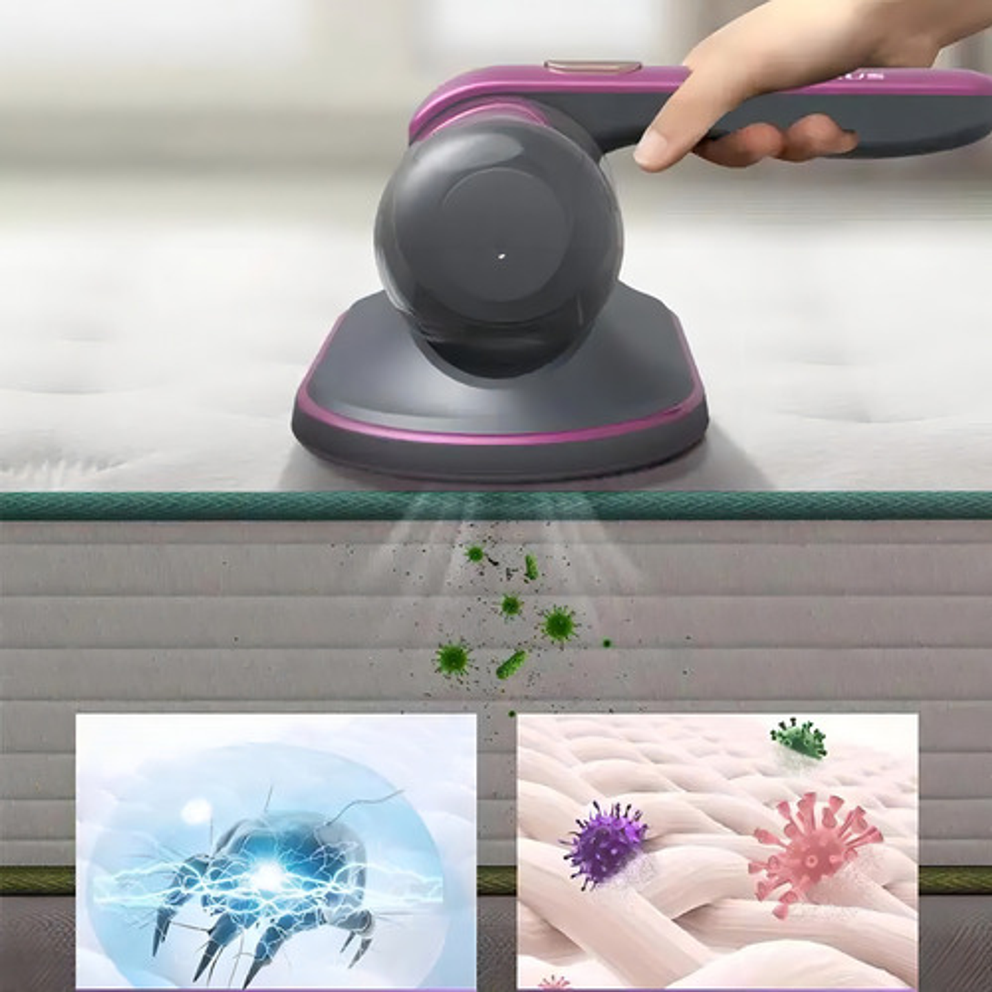 Aspiradora Uv Mata Ácaros Portátil Filtro Hepa Recargable Negro 5