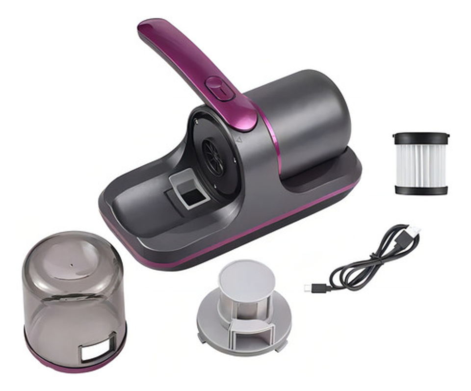Aspiradora Uv Mata Ácaros Portátil Filtro Hepa Recargable Negro 7