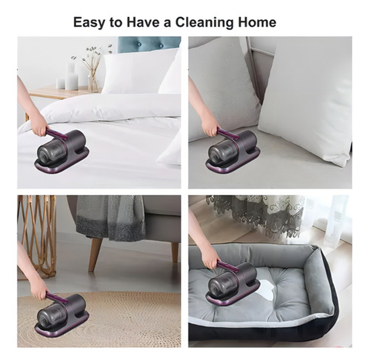 Aspiradora Uv Mata Ácaros Portátil Filtro Hepa Recargable Negro 10