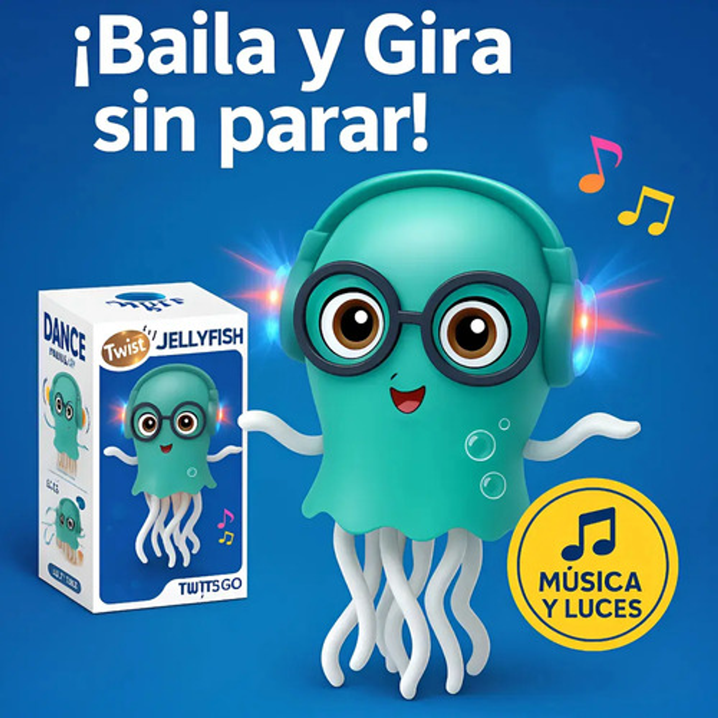 Medusa Sensorial Musical Pulpo Bailarin Juguete Luces Niños 3