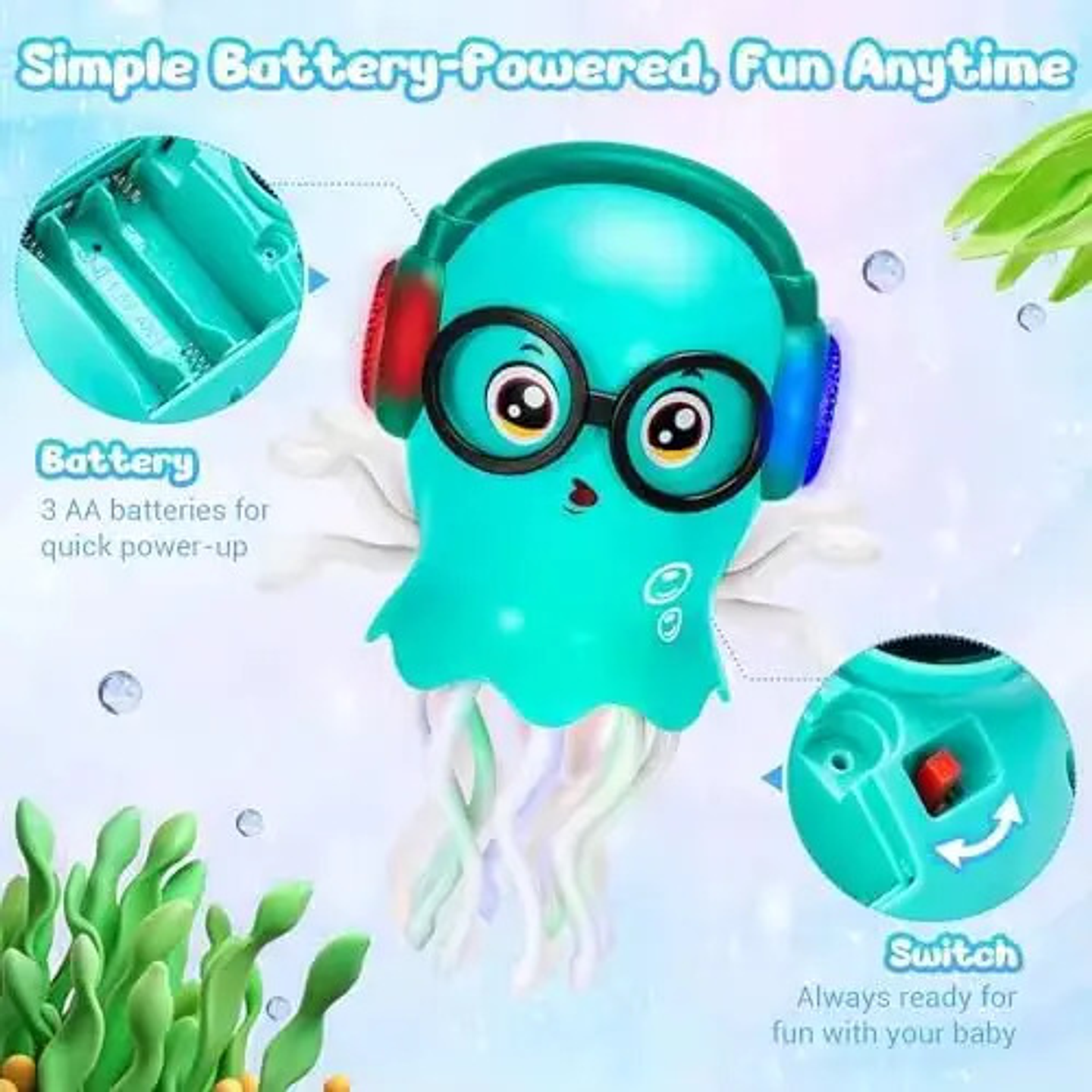 Medusa Sensorial Musical Pulpo Bailarin Juguete Luces Niños 8