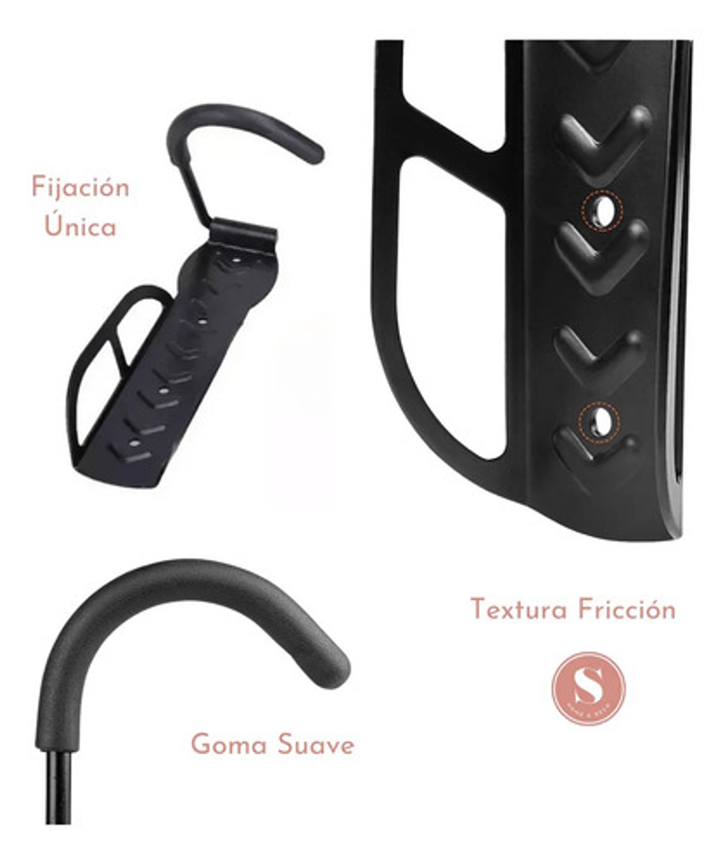 Gancho Bicicleta Resistente Colgar Pared Soporte Color Negro Black 10