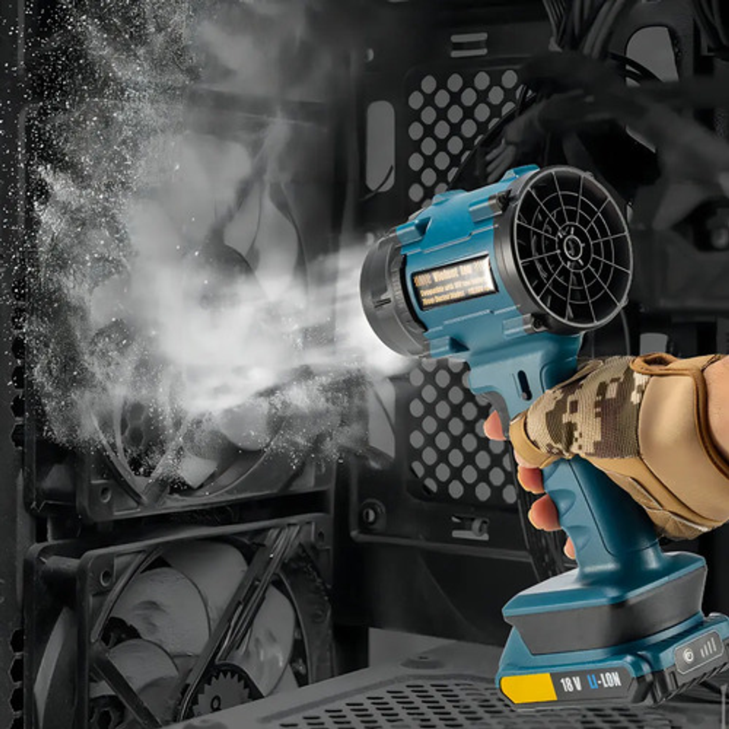 Soplador Aire Eléctrico Turbo Inalámbrico Potente Ajustable Color Azul Petróleo 5