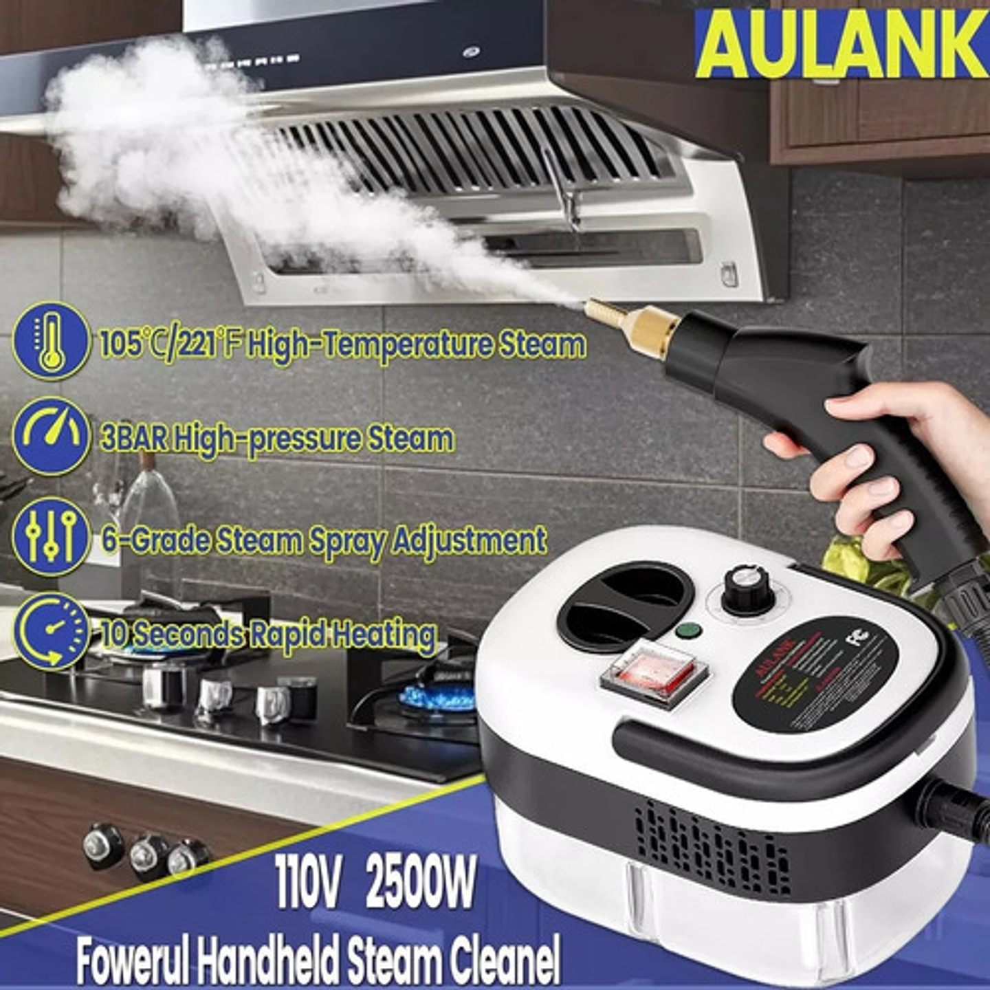 Limpiador De Vapor A Presión De Alta Temperatura De 2500w Blanco 10