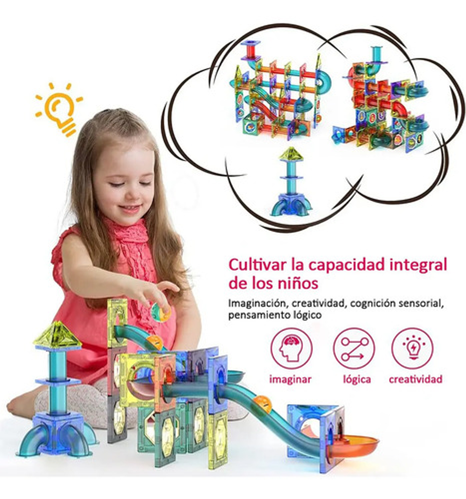 Pista De Bolitas Juego De Encaje Y Bloques Magnéticos 105pcs 5