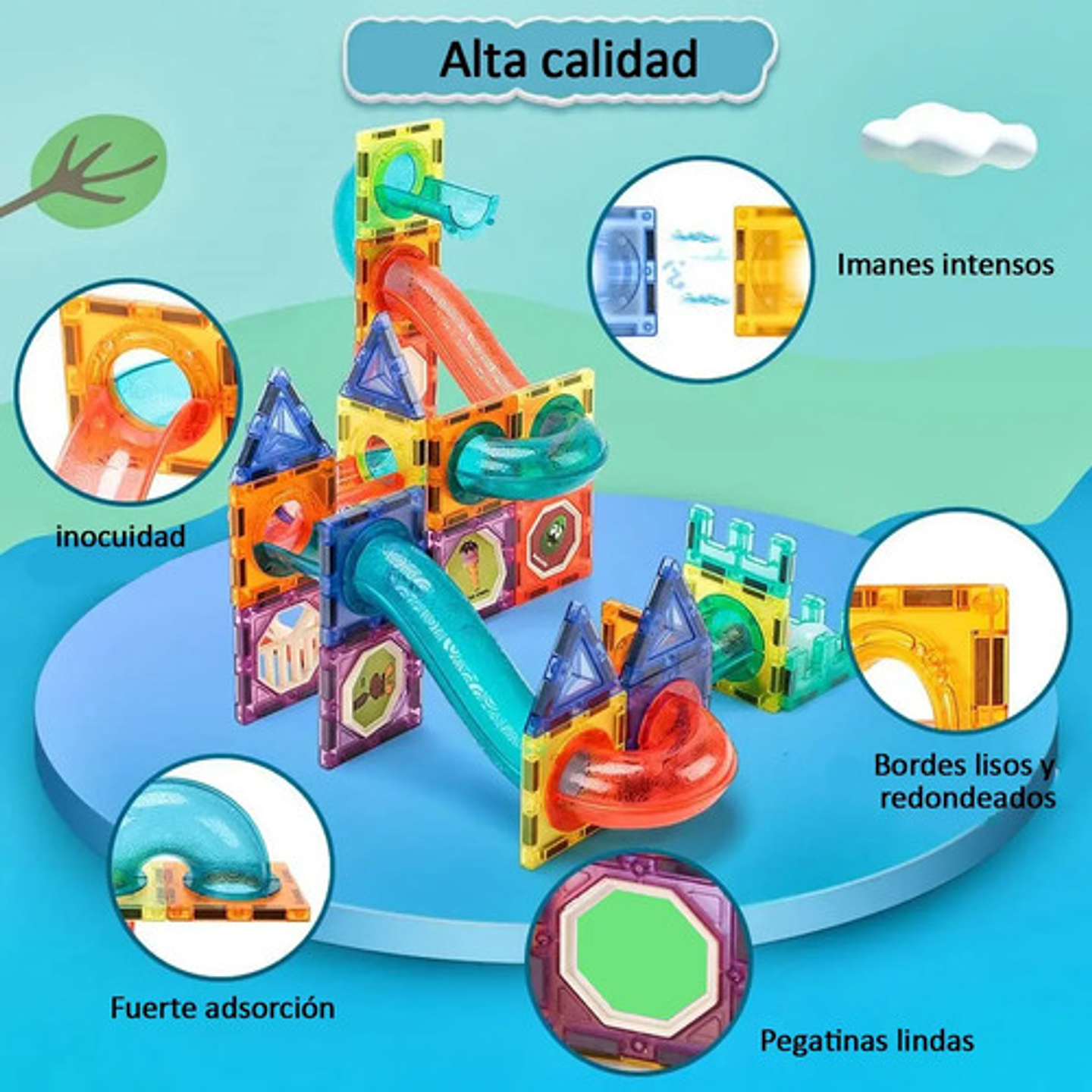 Pista De Bolitas Juego De Encaje Y Bloques Magnéticos 105pcs 6