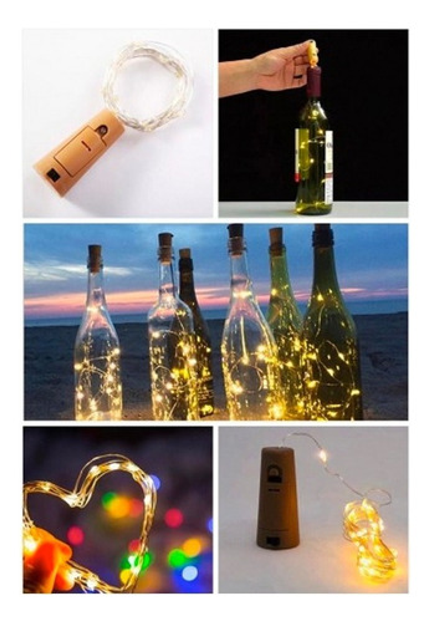 Pack 10 Luces Corcho Hada Alambre Micro Luz Led Calido 4